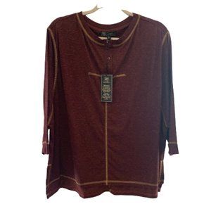 NWT DG2 by Diane Gilman Burgundy Hi-lo 3/4 Sleeve Blouse